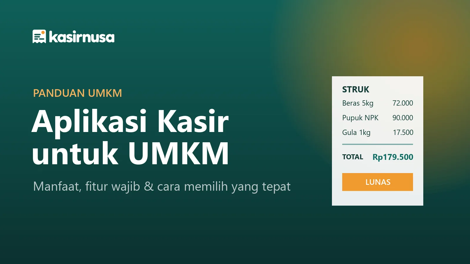 Ilustrasi aplikasi kasir untuk UMKM dengan struk belanja lunas